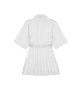 wht shadow stripe short kimono